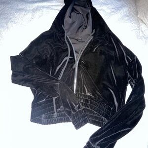 SHEIN Black Velvet Bomber Jacket